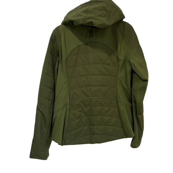 Lululemon Another Mile Jacket Landscape Green Size 8 Hooded Puffer Active Runner - Picture 3 of 10